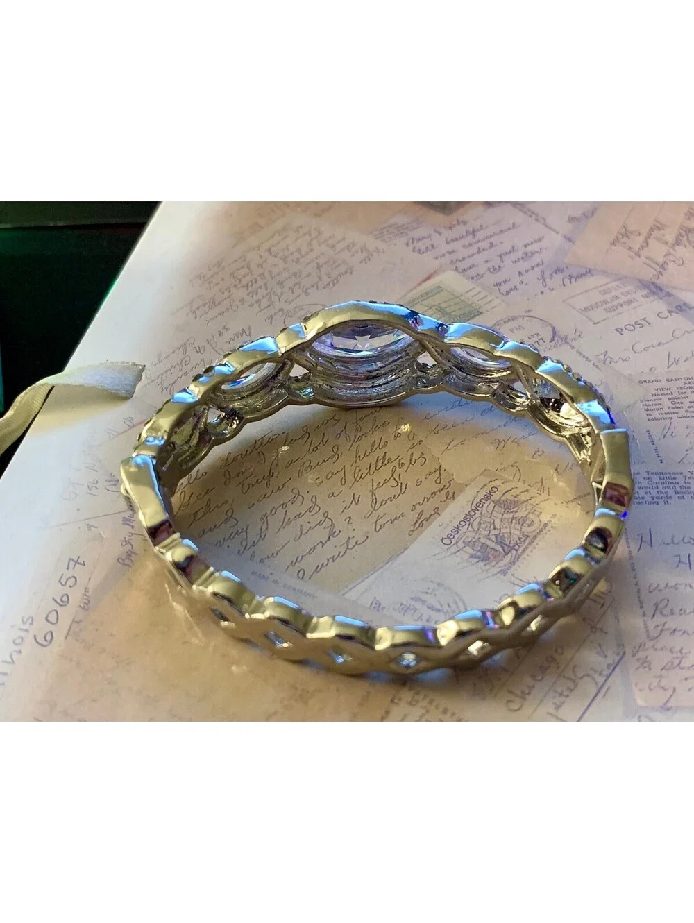Vintage Dazzling Silver Crystal Stretch Bracelet Sparkle & Shine Bling Jewelry